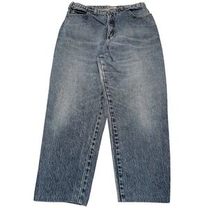 Vintage Zena Dungaree Denim High Waisted Acid Wash Jeans Made in USA Blue 36x26